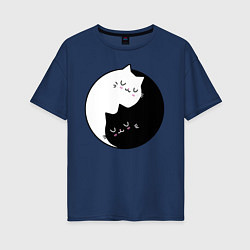 Женская футболка оверсайз Yin and Yang cats