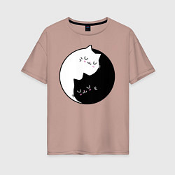 Женская футболка оверсайз Yin and Yang cats