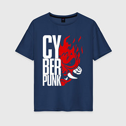 Женская футболка оверсайз Cyberpunk 2077 Белый панк