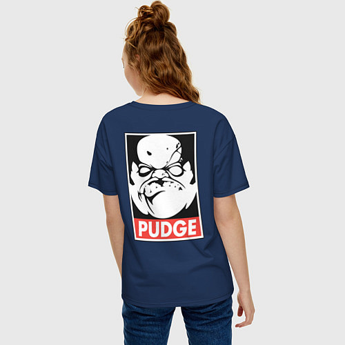 Женская футболка оверсайз Pudge Dota Пудж / Тёмно-синий – фото 4
