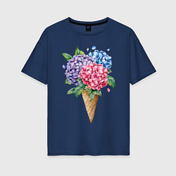 Женская футболка оверсайз Букет цветов в рожке