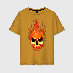 Женская футболка оверсайз Fire flame skull