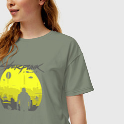 Футболка оверсайз женская Cyberpunk 2077 CITY, цвет: авокадо — фото 2