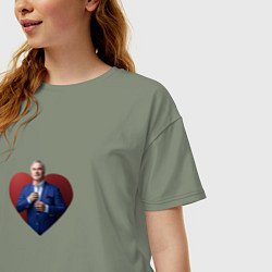 Футболка оверсайз женская Сердце Меладзе, цвет: авокадо — фото 2