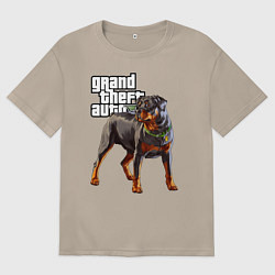 Женская футболка оверсайз ЧОП - ротвейлер из GTA 5