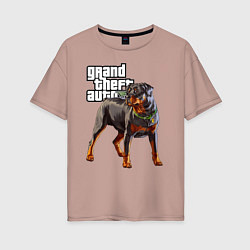 Женская футболка оверсайз ЧОП - ротвейлер из GTA 5