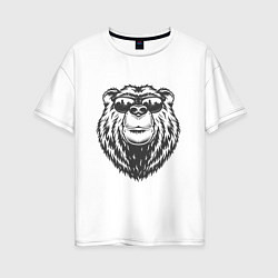Женская футболка оверсайз Русский медведь в очках