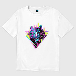 Футболка оверсайз женская Retrowave Neon Tiger, цвет: белый
