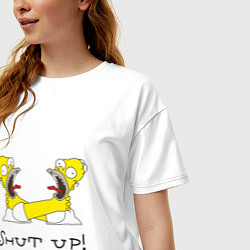 Футболка оверсайз женская Shut up!, цвет: белый — фото 2