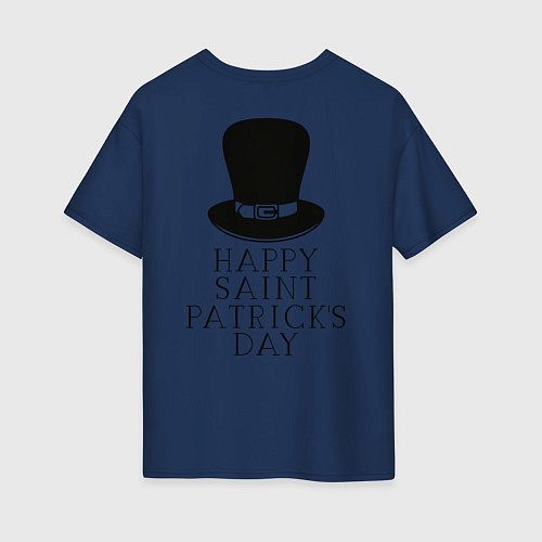 Женская футболка оверсайз Святой Патрик / Тёмно-синий – фото 2