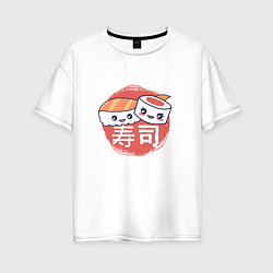 Женская футболка оверсайз Кусочки суши и роллов