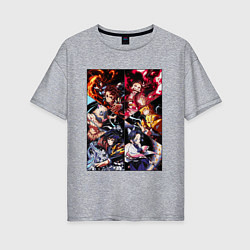Футболка оверсайз женская КЛИНОК РАССЕКАЮЩИЙ ДЕМОНОВ, цвет: меланж