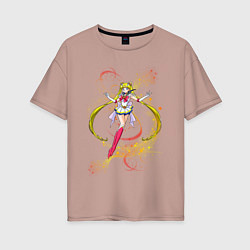Футболка оверсайз женская Sailor MooN Сейлор Мун, цвет: пыльно-розовый