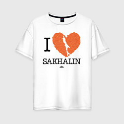 Женская футболка оверсайз I love Sakhalin