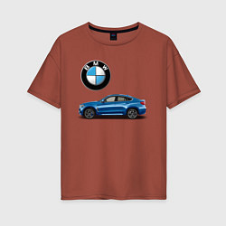 Футболка оверсайз женская BMW X6, цвет: кирпичный