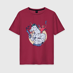 Женская футболка оверсайз Единорог - Рембо