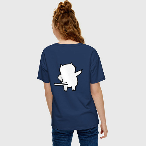 Женская футболка оверсайз Кот впирёт / Тёмно-синий – фото 4