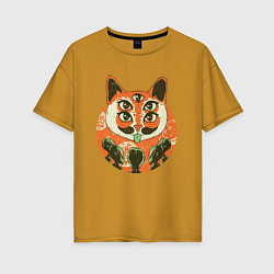 Женская футболка оверсайз Абстрактный кот пришелец