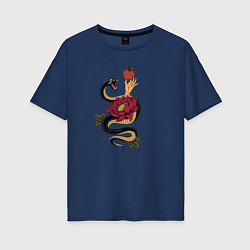 Женская футболка оверсайз Адамово яблоко и змея