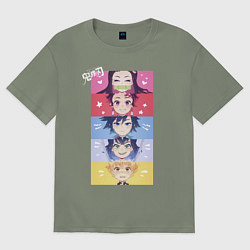 Женская футболка оверсайз Клинок, рассекающий демонов ГЕРОИ