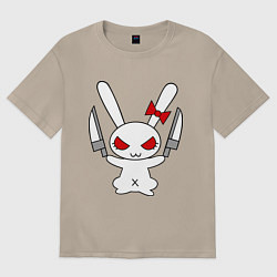 Футболка оверсайз женская Зайка с ножами, цвет: миндальный