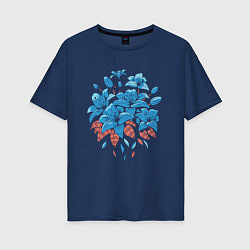 Женская футболка оверсайз Букет голубых лилий
