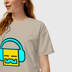 Футболка оверсайз женская Geometry Dash: Music, цвет: миндальный — фото 2