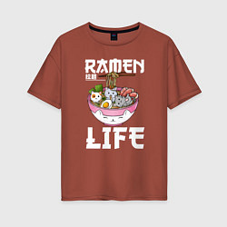 Женская футболка оверсайз Ramen life