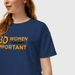 Футболка оверсайз женская 3D women are not important, цвет: тёмно-синий — фото 2