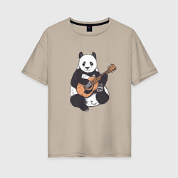 Женская футболка оверсайз Панда гитарист Panda Guitar