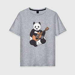 Футболка оверсайз женская Панда гитарист Panda Guitar, цвет: меланж