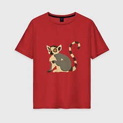 Женская футболка оверсайз Удивлённый Кошачий Лемур