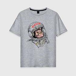 Женская футболка оверсайз СССР Кот космонавт