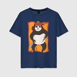Футболка оверсайз женская Панда Пират Panda Pirate, цвет: тёмно-синий