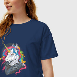 Футболка оверсайз женская ЕДИНОРОГ ПАНК PUNK UNICORN Z, цвет: тёмно-синий — фото 2