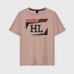 Футболка оверсайз женская Hockey live big logo, цвет: пыльно-розовый