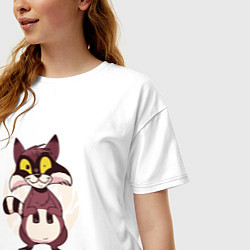 Футболка оверсайз женская Мультяшный безумный енот, цвет: белый — фото 2