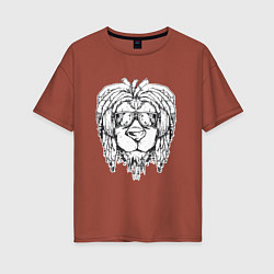 Женская футболка оверсайз Rasta Lion Лев Растаман