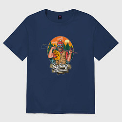 Футболка оверсайз женская Рыбак Fishing maniac, цвет: тёмно-синий