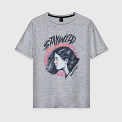 Женская футболка оверсайз Девушка - пантера StayWild