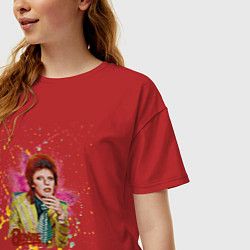 Футболка оверсайз женская David Bowie Art, цвет: красный — фото 2