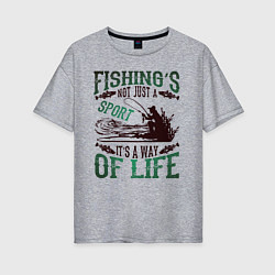 Женская футболка оверсайз Рыбалка моя жизнь