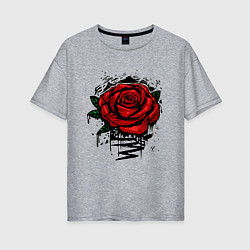 Женская футболка оверсайз Красная Роза Red Rose