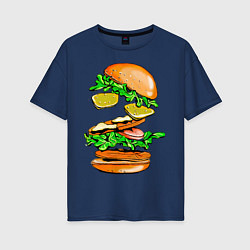Футболка оверсайз женская King Burger, цвет: тёмно-синий