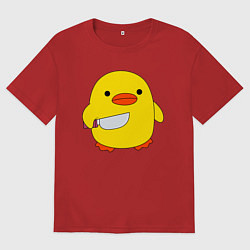 Женская футболка оверсайз УТКА С НОЖОМ КРУГЛЯШ