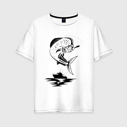 Женская футболка оверсайз Рыбалка