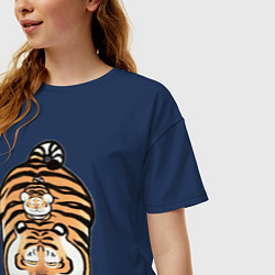 Футболка оверсайз женская Семейка тигров, цвет: тёмно-синий — фото 2