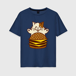Женская футболка оверсайз Голодный котик