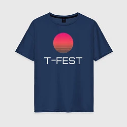 Футболка оверсайз женская T-Fest, цвет: тёмно-синий