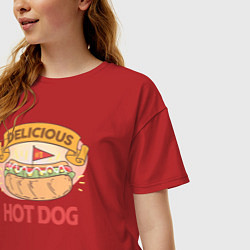 Футболка оверсайз женская Delicious Hot Dog, цвет: красный — фото 2